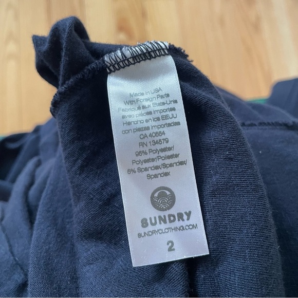 ANTHROPOLOGIE Sundry Twist-Front Side Slit Navy Blue Long Sleeve Midi Dress 2/M - Picture 11 of 12